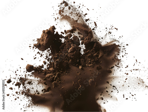 Dirt explosion isolated on transparent background. 