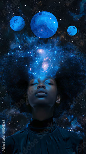 Black woman in the cosmos  concept art