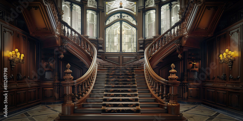 Majestic Grand Staircase in Opulent Mansion
