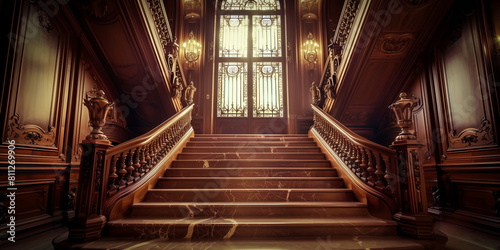 Majestic Grand Staircase in Opulent Mansion