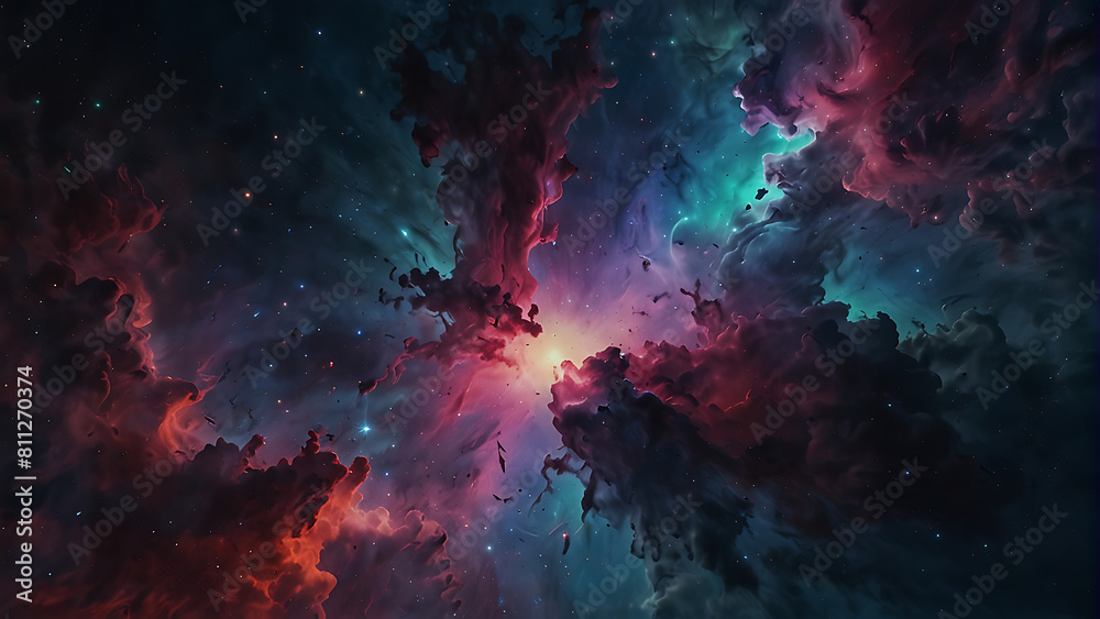 Vibrant Nebula With Stars in Outer Space Vibrant Nebula With Stars in Outer Space