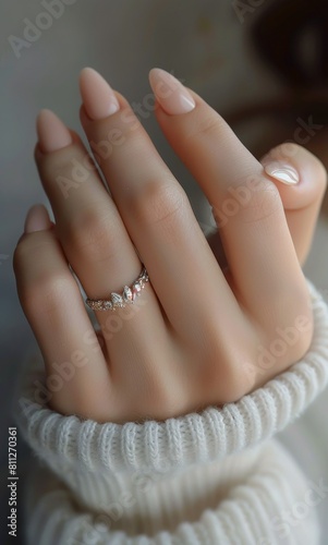 Woman Holding Ring on Finger