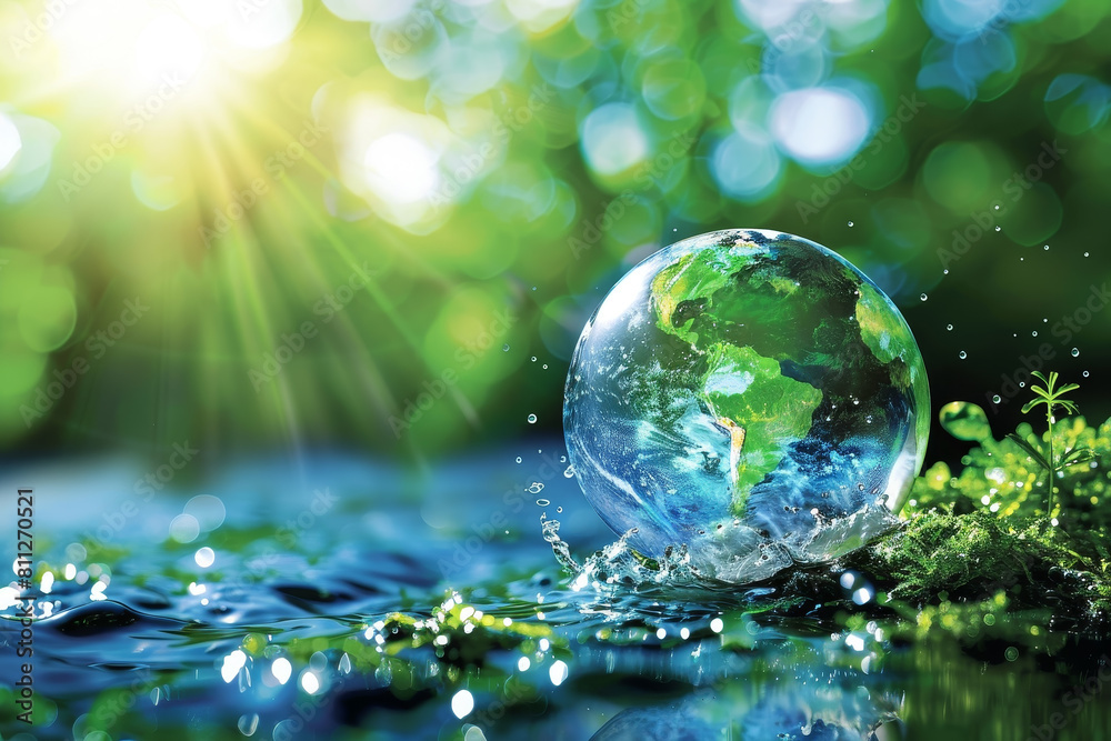 A globe is floating in a body of water A globe is floating in a body of water