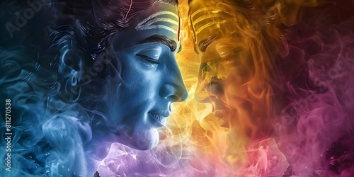 The Supreme Deities of Shiva and Vishnu in Hinduism: Deeply Revered by Devotees. Concept Hindu Gods, Shiva, Vishnu, Supreme Deities, Religious Beliefs, Hindu Devotion photo