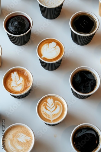 Table Filled With Cups of Coffee