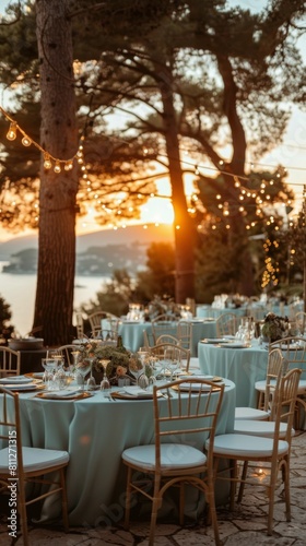 Dinner Table Set Up Under a Tree