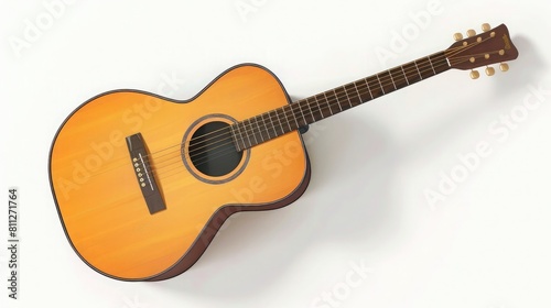 acoustic guitar isolated on a white background realistic