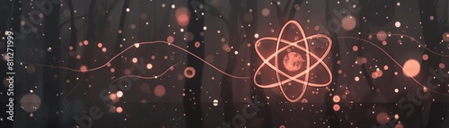 The essence of chemistry in the digital age a neon atom icon on a futuristic background photo