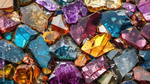 Colorful gemstones closeup shot background © puji