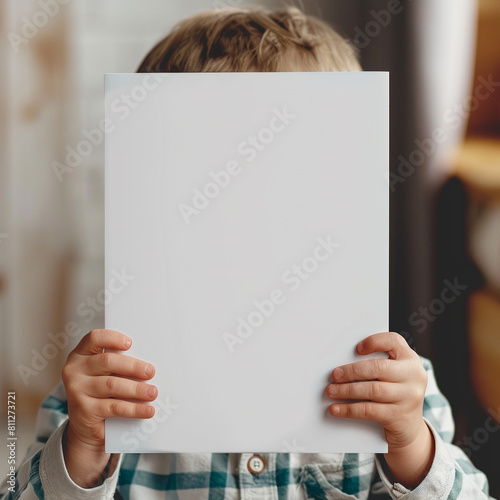 white magazine cover mockup with a child themed background and front perspective