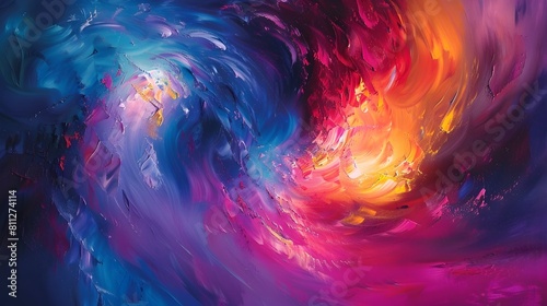 Vibrant Abstract Painting of Swirling Neon Color Explosions in a Dance of Energy and Wonder