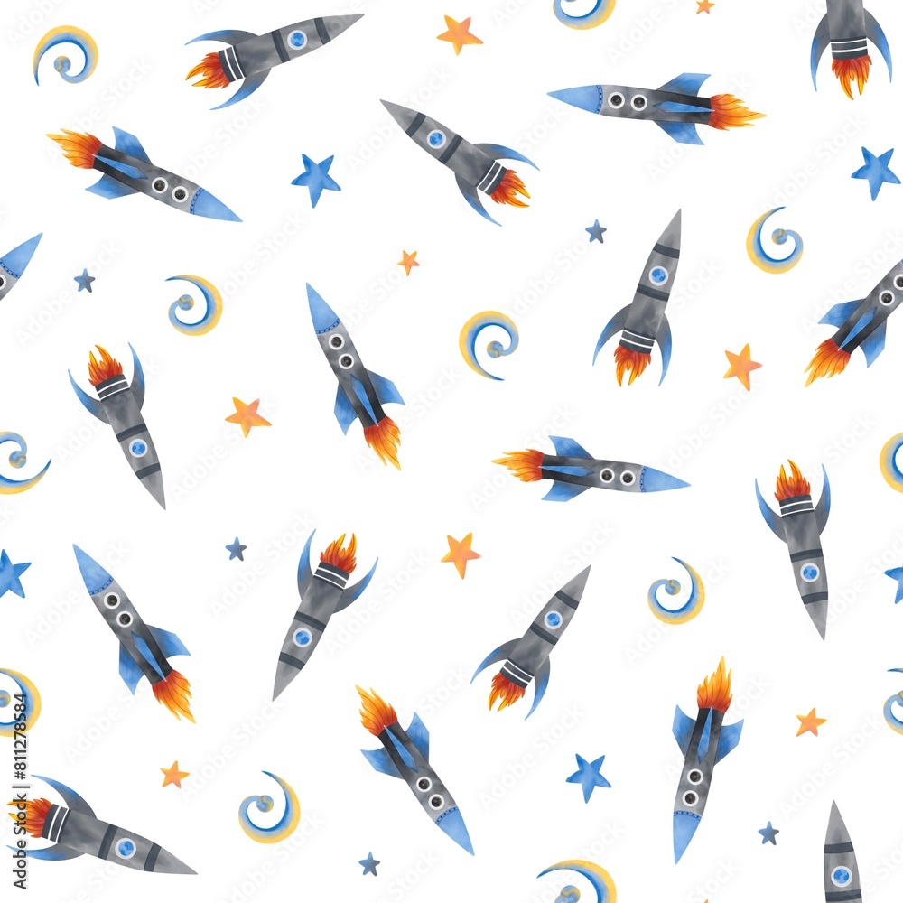 Set of planets space rockets, pattern, science, astronomy, background, patterns for children and covers.