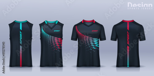 t-shirt sport design template, Soccer jersey mockup for football club, Running singlet,basketball Tank top.	