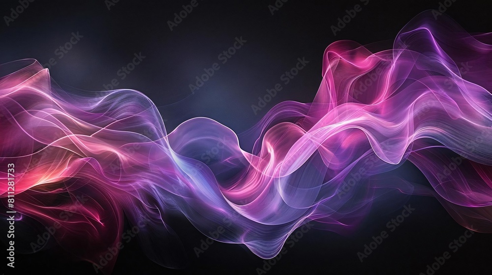 Vibrant Pink and Purple Waves on Black Canvas: Modern Futuristic Design for Web, Gaming, and Graphic Projects