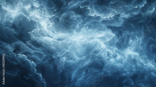 Abstract swirling clouds texture in deep blue tones. Digital art for design, poster, and background concept