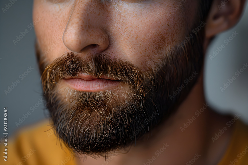 Obraz premium Close-up of a man with a well-groomed beard exuding confidence and modern elegance.