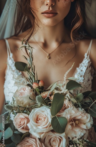 Woman Holding Bouquet of Flowers