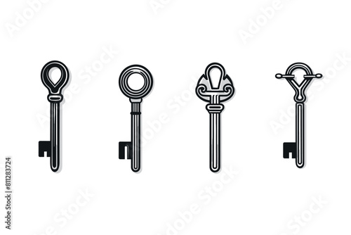 Set of vintage design key vectors