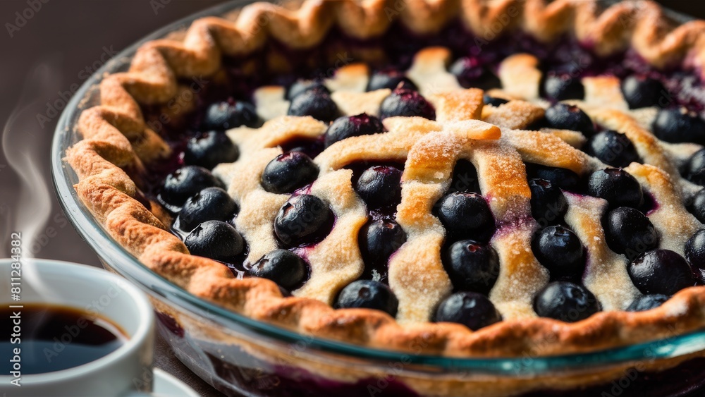 Freshly Baked Blueberry Pie with Golden Crust and Lattice Top Freshly Baked Blueberry Pie with Golden Crust and Lattice Top