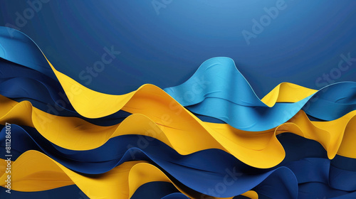 vintage postcard, National Day in Sweden, flag of Sweden, abstract background, satin fabric texture, blue background, copy space, free space for text photo