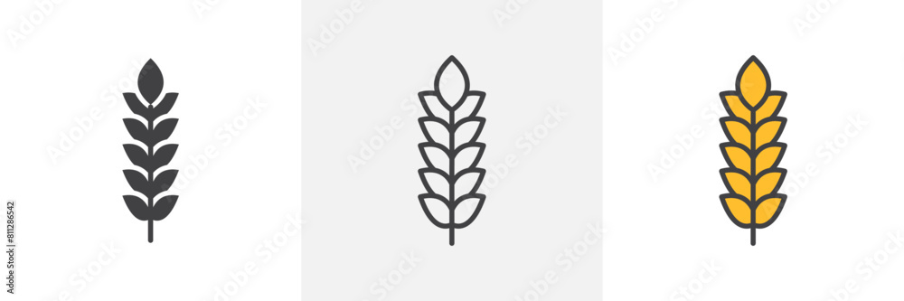 Cereal Grain Icon Set. Wheat and Oats Vector Symbol. Cereal Grain Icon Set. Wheat and Oats Vector Symbol.