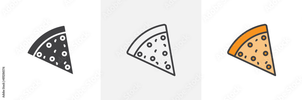 Pizza Piece Icon Set. Mushroom Cheese Slice Vector Symbol. Pizza Piece Icon Set. Mushroom Cheese Slice Vector Symbol.
