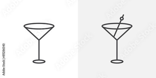 Mix Drink Icon Set. Bar Cocktail Vector Symbol.