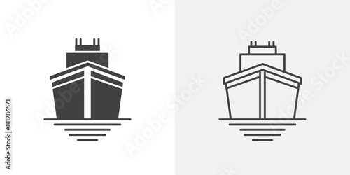 Ocean Vessel Icon Set. Cargo Ship Vector Symbol.