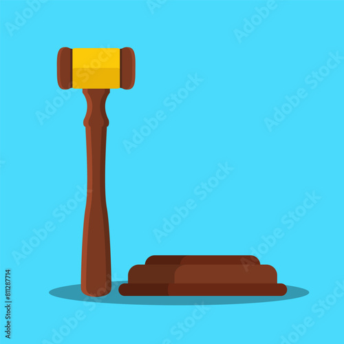 Flat vector illustration of a judge's gavel