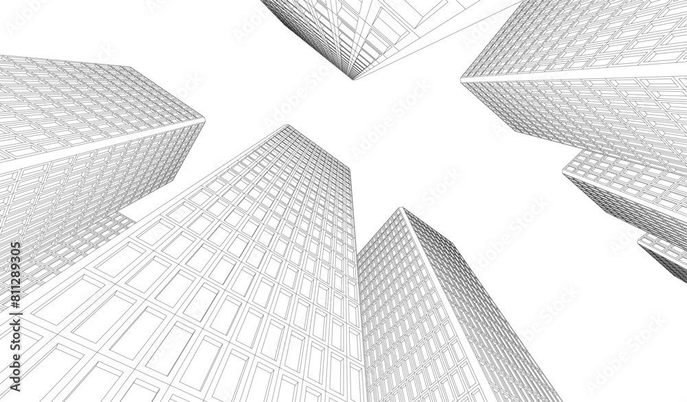 Modern city architecture 3d illustration Modern city architecture 3d illustration