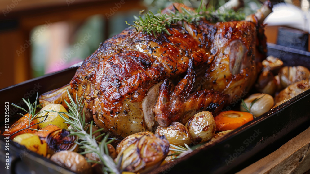 Hearty mongolian culinary tradition captured in succulent roasted lamb with herbs and seasoned vegetables Hearty mongolian culinary tradition captured in succulent roasted lamb with herbs and seasoned vegetables