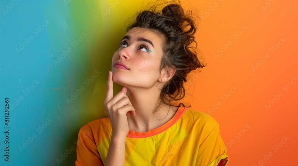 Close up portrait of a woman thinking Close up portrait of a woman thinking