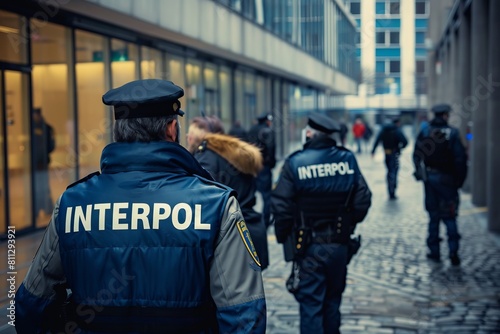 Interpol agents walking city