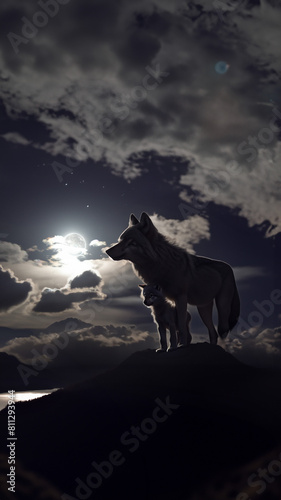 Wolves at night