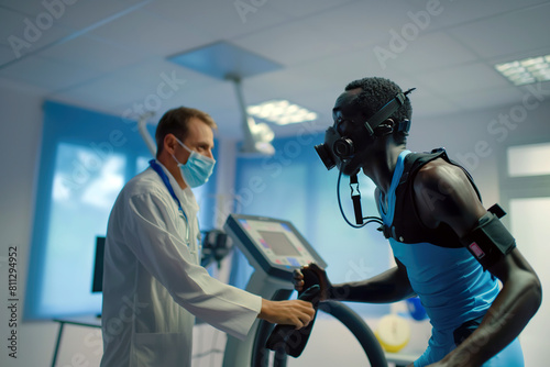 VO2max test on treadmill in research facility. © Joaquin Corbalan