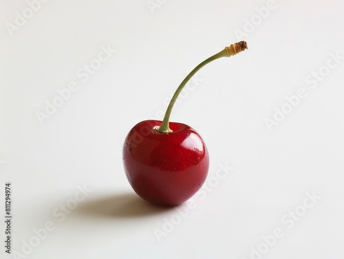 A cherry is shown on a white background.