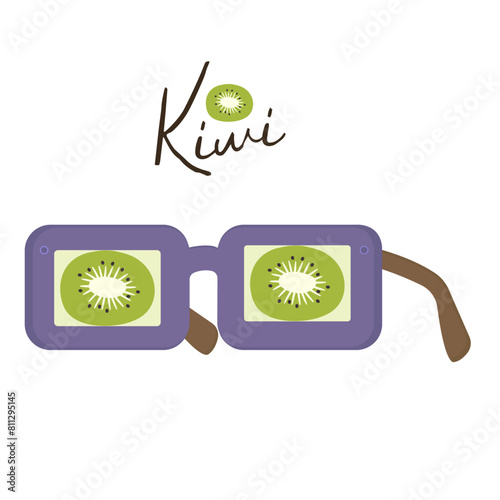Flat Design Illustration with Sunglasses at Kiwi
 (ID: 811295145)