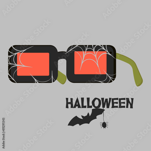 Flat Design Halloween Illustration with Sunglasses  (ID: 811295343)