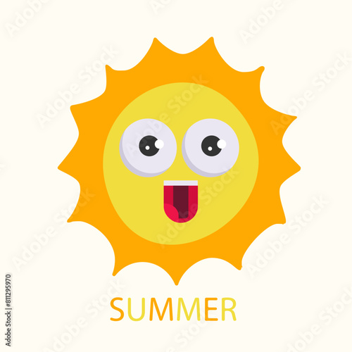 Flat Design Summer Illustration with Sun (ID: 811295970)