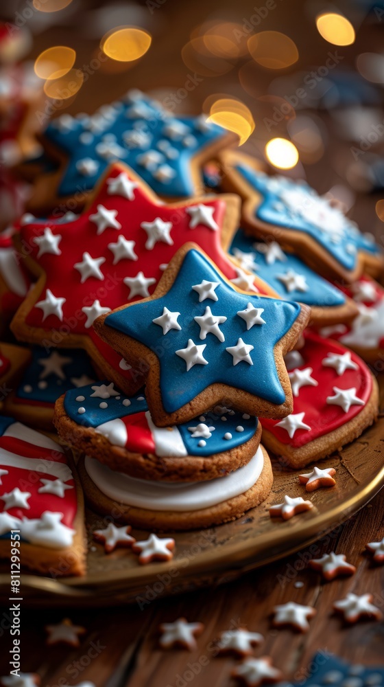Obraz premium 4th of July cookies. American culture. Generative AI.