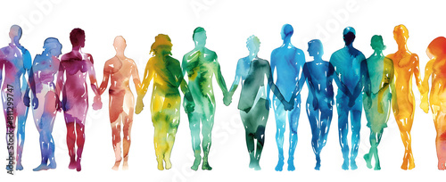 People of all colors walking together, inclusive business mindset values dignity and respect for all individuals 