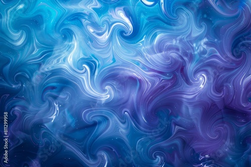 Blue and purple swirl patterns creating a dynamic backdrop, A psychedelic pattern of swirling blues and purples on a mesmerizing blue background