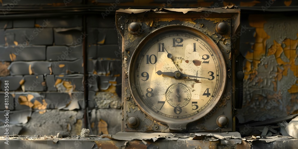 Decaying Clock: Wasting Time, Losing Best Days. Concept Time Management, Productivity, Procrastination
