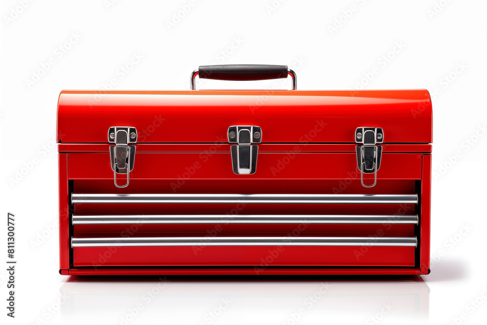 Red toolbox isolated on white background with clipping path Red toolbox isolated on white background with clipping path