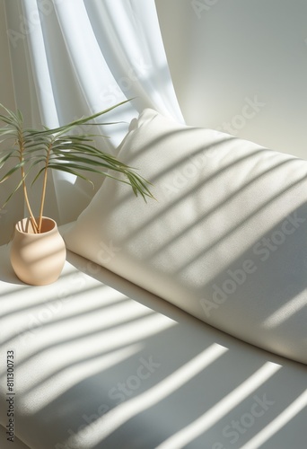 Potted Plant on White Couch