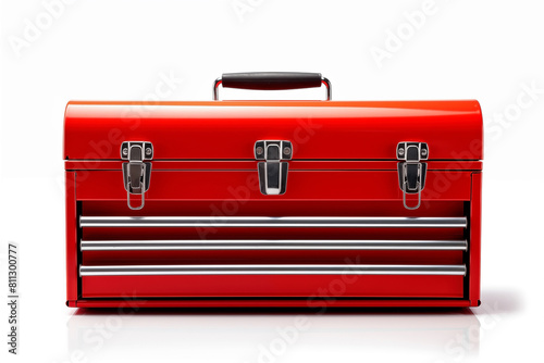 Red toolbox isolated on white background with clipping path