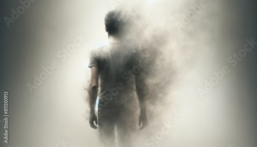 Mysterious Silhouette of Person Fading into Mist - Concept of Detachment and Isolation photo