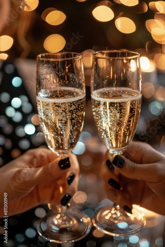 Woman Holding Two Champagne Glasses