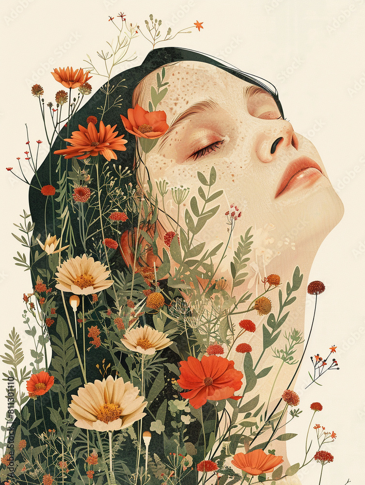 Fotografie Botanical illustration of a woman