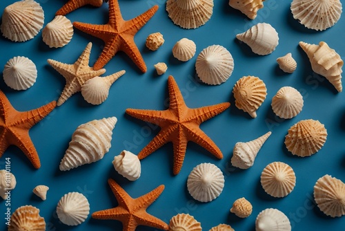 sea shells and starfish.vacation and travel concept, seashore.